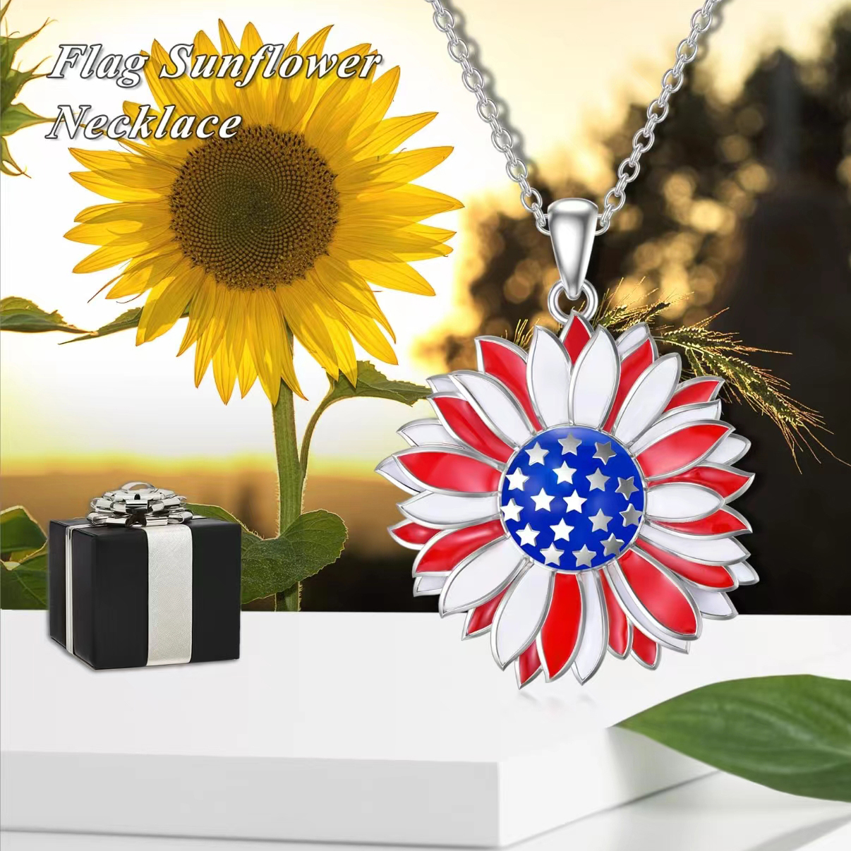 Wholesale Jewelry Modern Style Artistic Sunflower Alloy Silver Plated Enamel Plating Pendant Necklace display picture 4