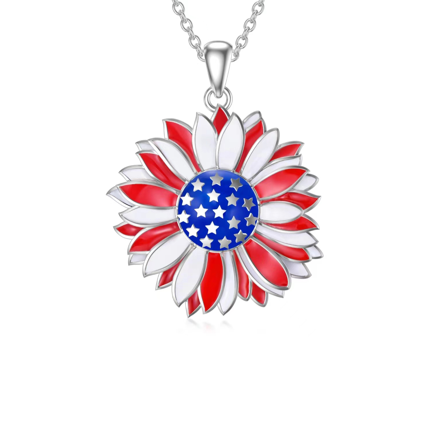 Wholesale Jewelry Modern Style Artistic Sunflower Alloy Silver Plated Enamel Plating Pendant Necklace display picture 5