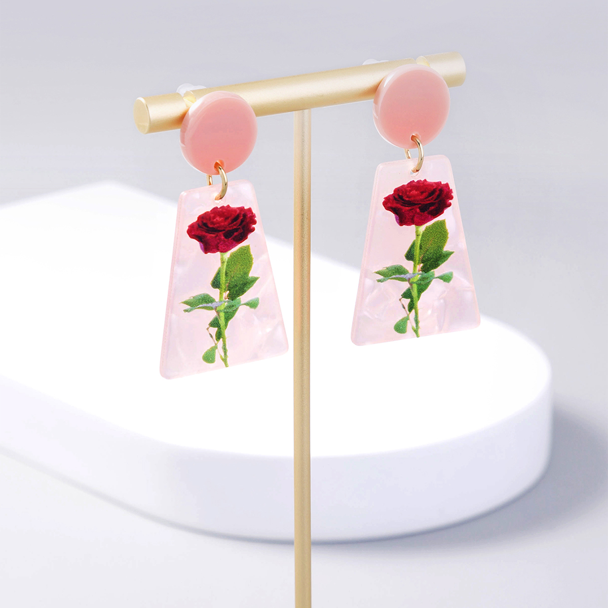 2 Pieces Cute Sweet Animal Flower Painted Arylic Drop Earrings display picture 13