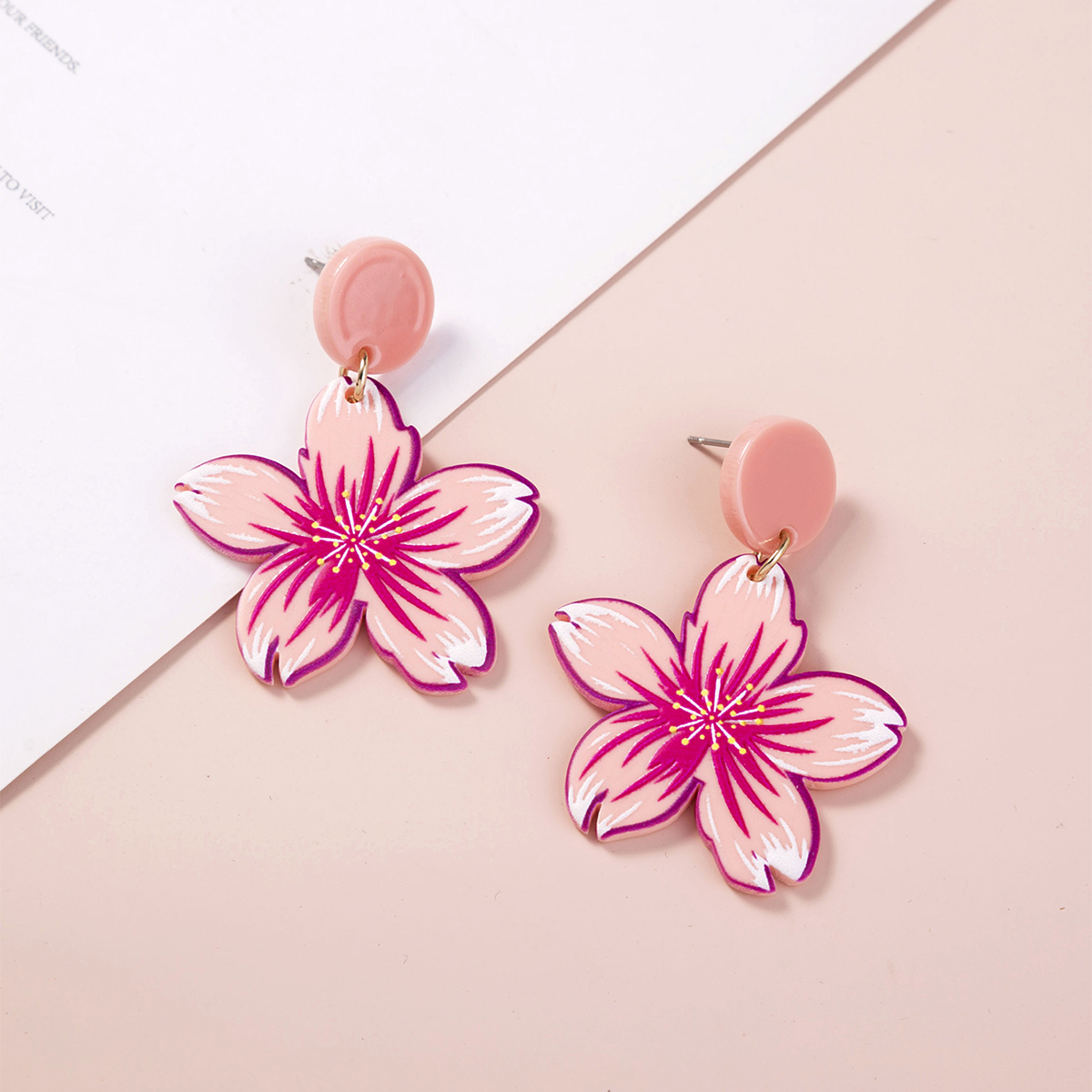 2 Pieces Cute Sweet Animal Flower Painted Arylic Drop Earrings display picture 14