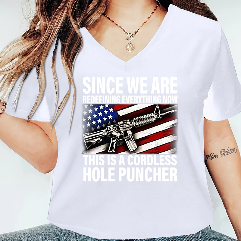 Mujeres Playeras Manga Corta Camisetas Impresión Estilo Simple Letra Bandera Estadounidense display picture 7