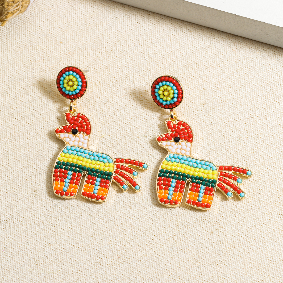 1 Pair Cute Simple Style Classic Style Horse Inlay Alloy Seed Bead Drop Earrings display picture 8