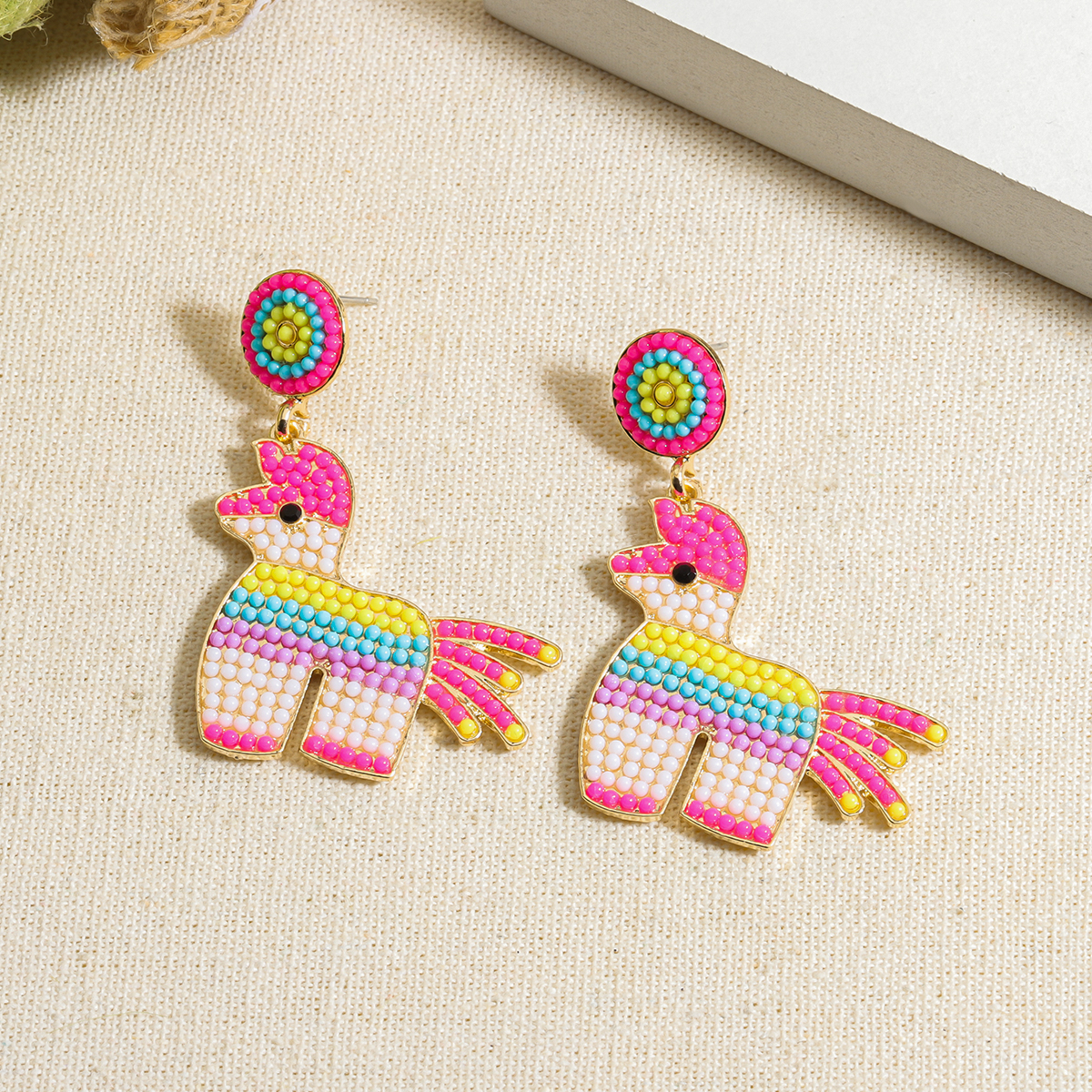 1 Pair Cute Simple Style Classic Style Horse Inlay Alloy Seed Bead Drop Earrings display picture 9