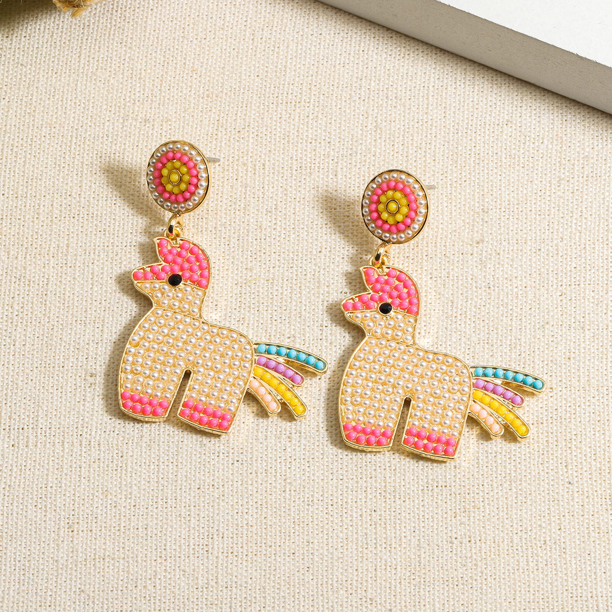 1 Pair Cute Simple Style Classic Style Horse Inlay Alloy Seed Bead Drop Earrings display picture 11