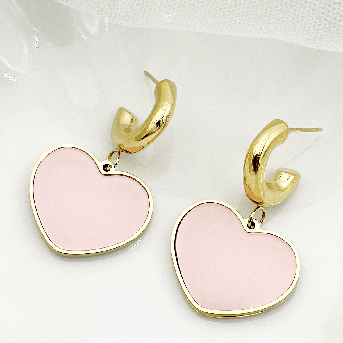 1 Pair Casual Sweet Korean Style Round Leaves Enamel 304 Stainless Steel 14K Gold Plated Drop Earrings display picture 4