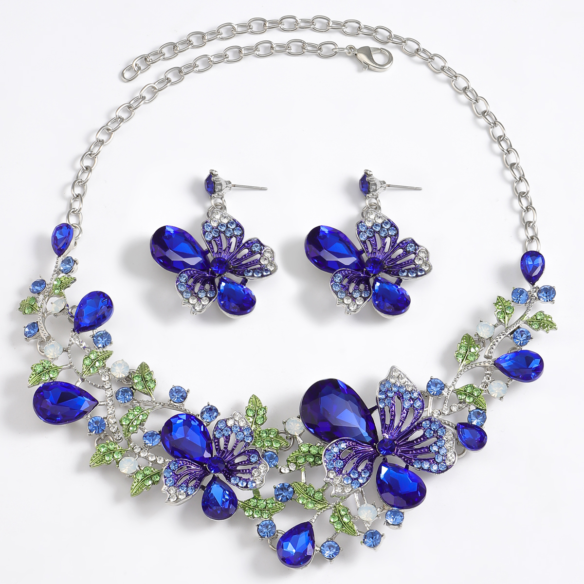 Elegant Glam Luxurious Flower Alloy Inlay Rhinestones Women's Earrings Necklace display picture 3