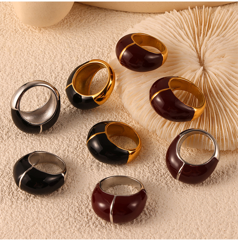 Retro Classic Style British Style Geometric 304 Stainless Steel Gold Plated Rings In Bulk display picture 4