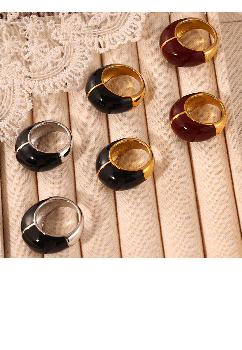 Retro Classic Style British Style Geometric 304 Stainless Steel Gold Plated Rings In Bulk display picture 5