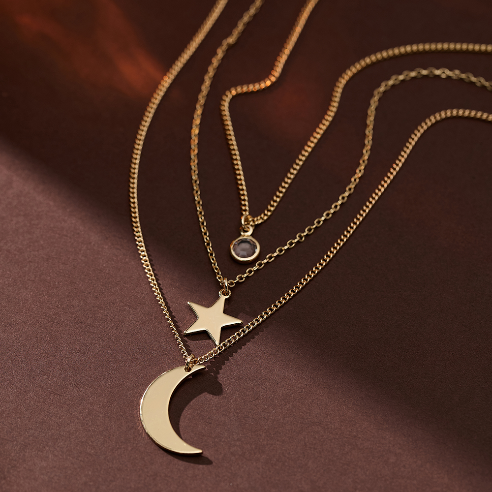 Copper Basic Modern Style Classic Style Inlay Star Moon Zircon Pendant Necklace display picture 3