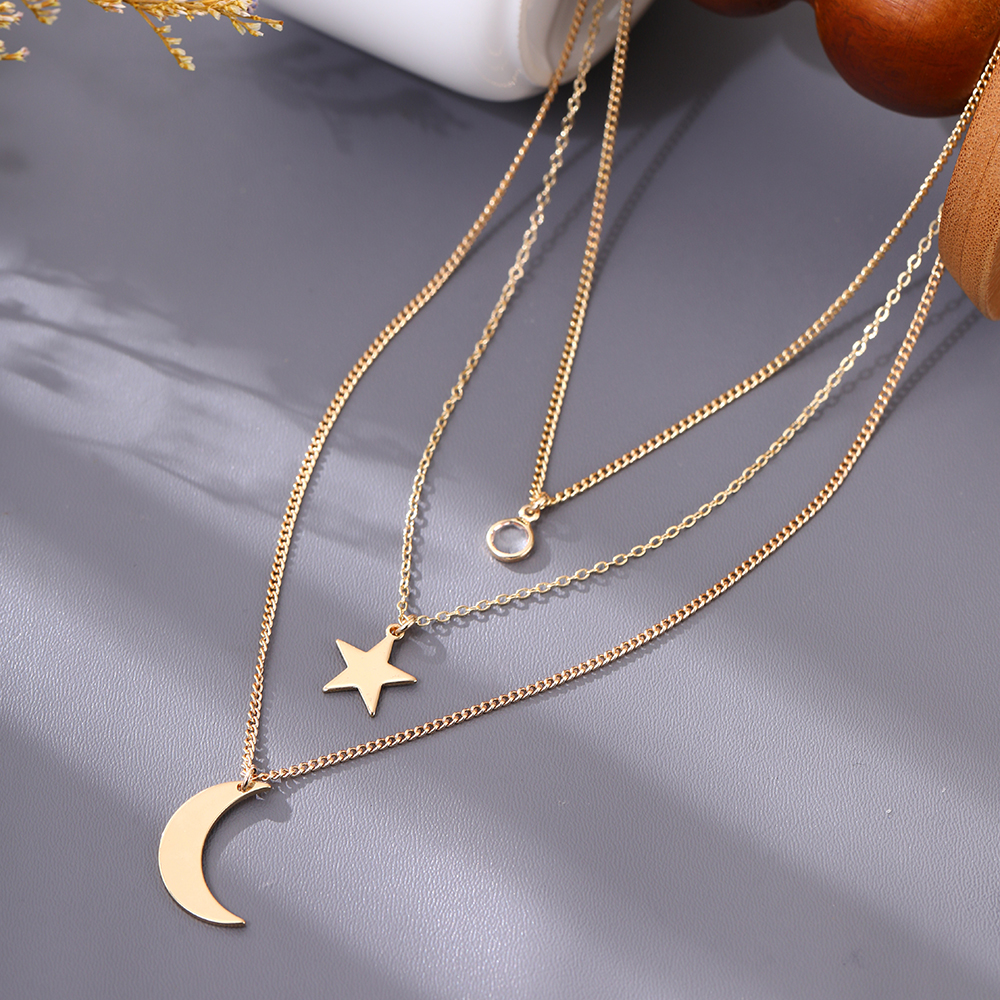 Copper Basic Modern Style Classic Style Inlay Star Moon Zircon Pendant Necklace display picture 6