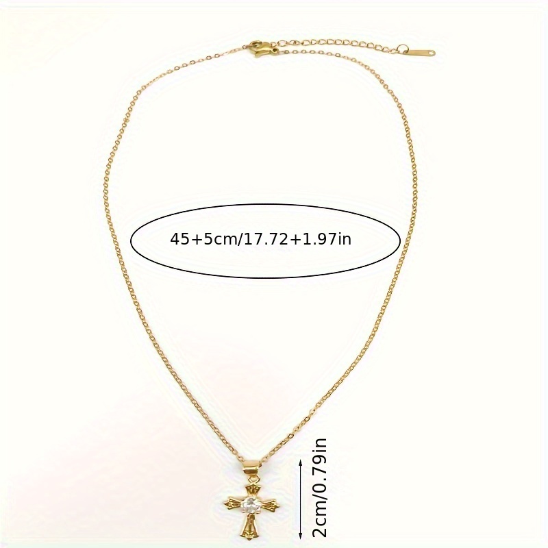 Wholesale Jewelry Simple Style Classic Style Cross Alloy Zircon Gold Plated Inlay Pendant Necklace display picture 5