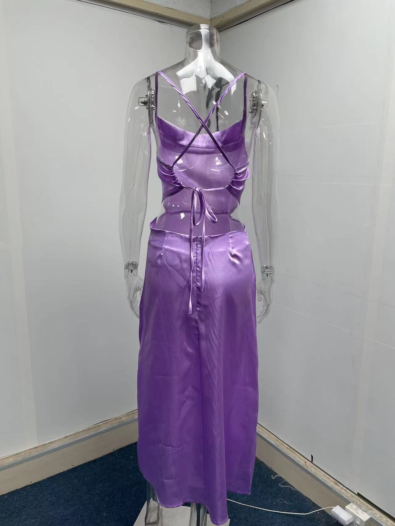 Frau Trägerkleid Sexy Gurt Ärmellos Einfarbig Maxi Langes Kleid Ferien Täglich display picture 10