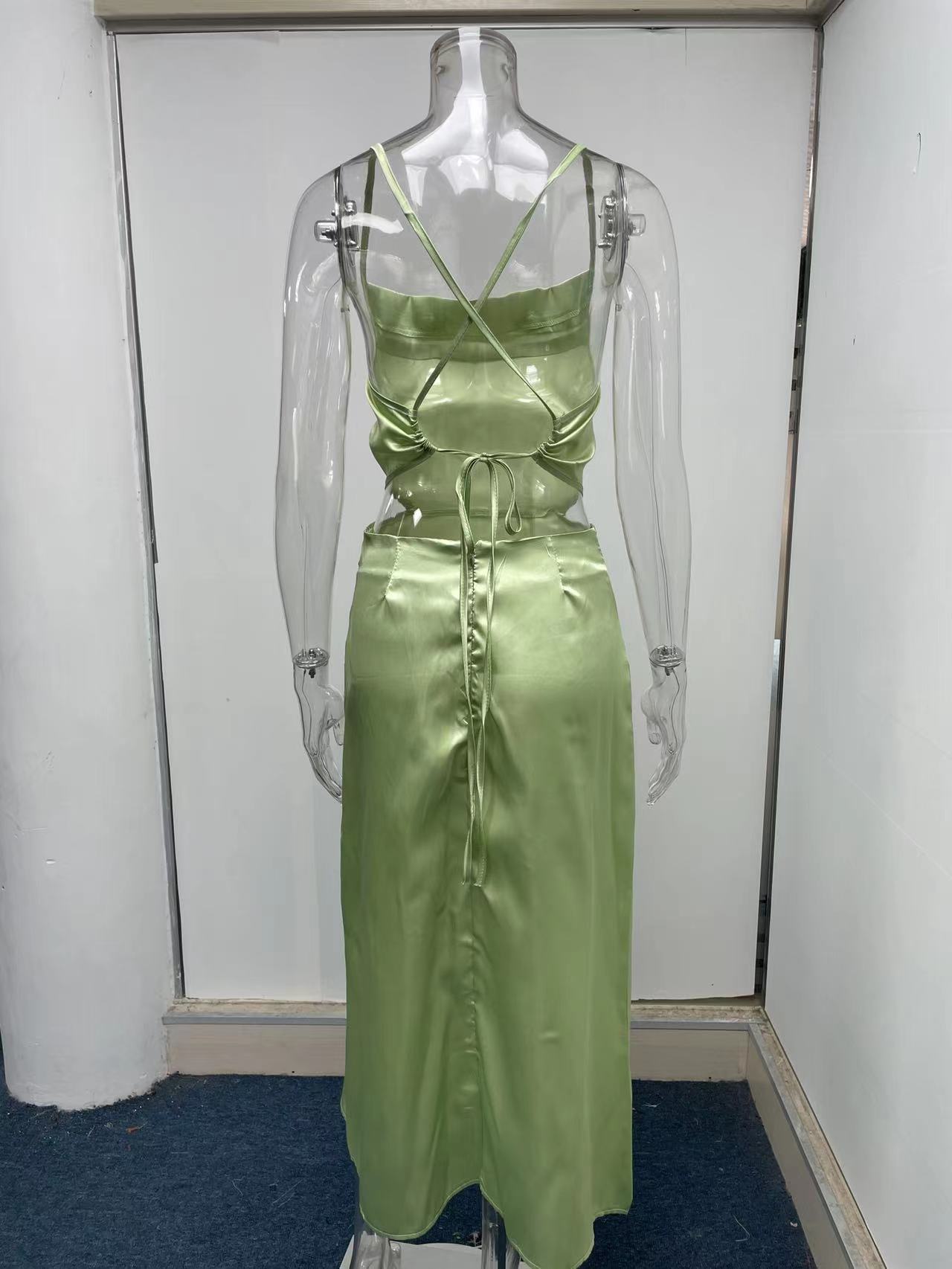 Women's Strap Dress Sexy Strap Sleeveless Solid Color Maxi Long Dress Holiday Daily display picture 13