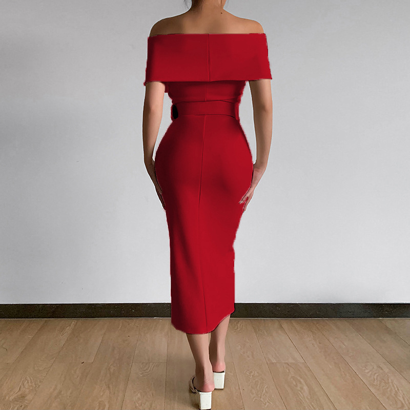 Women's Sheath Dress Sexy Boat Neck Printing Sleeveless Solid Color Midi Dress Holiday Daily display picture 21