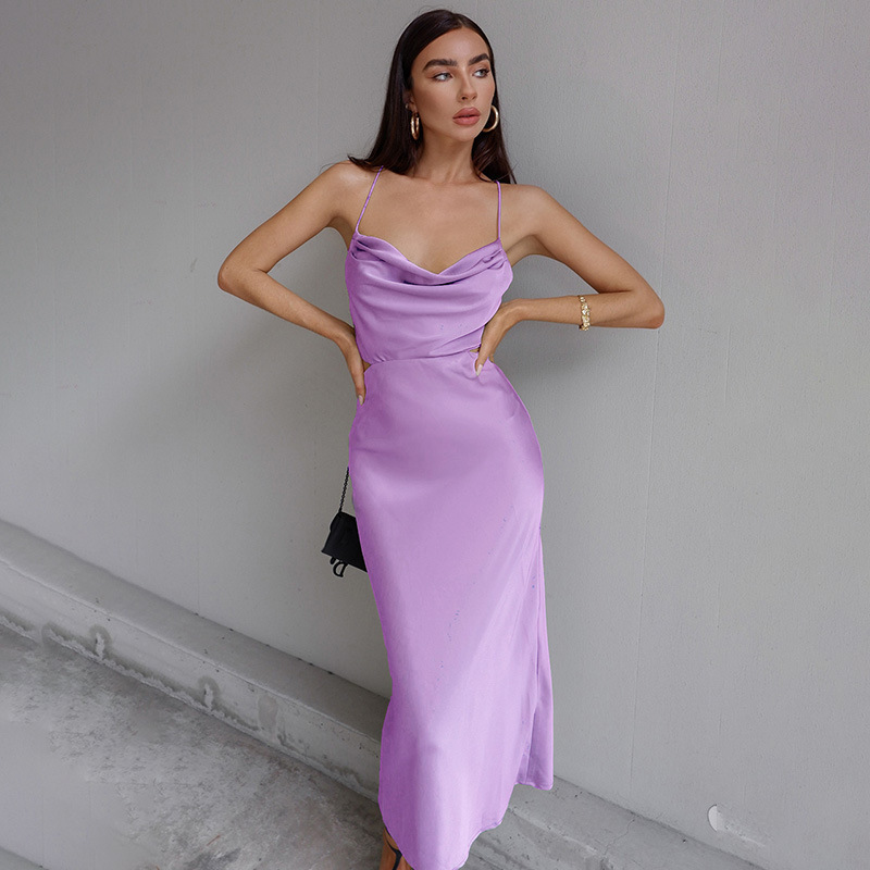 Women's Strap Dress Sexy Strap Sleeveless Solid Color Maxi Long Dress Holiday Daily display picture 29