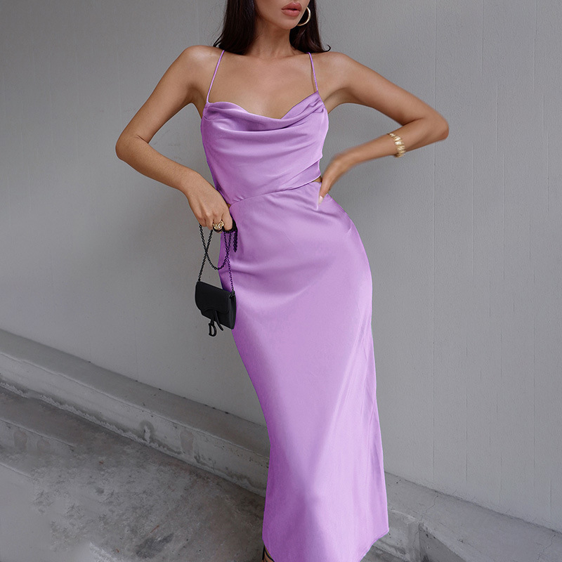 Women's Strap Dress Sexy Strap Sleeveless Solid Color Maxi Long Dress Holiday Daily display picture 30