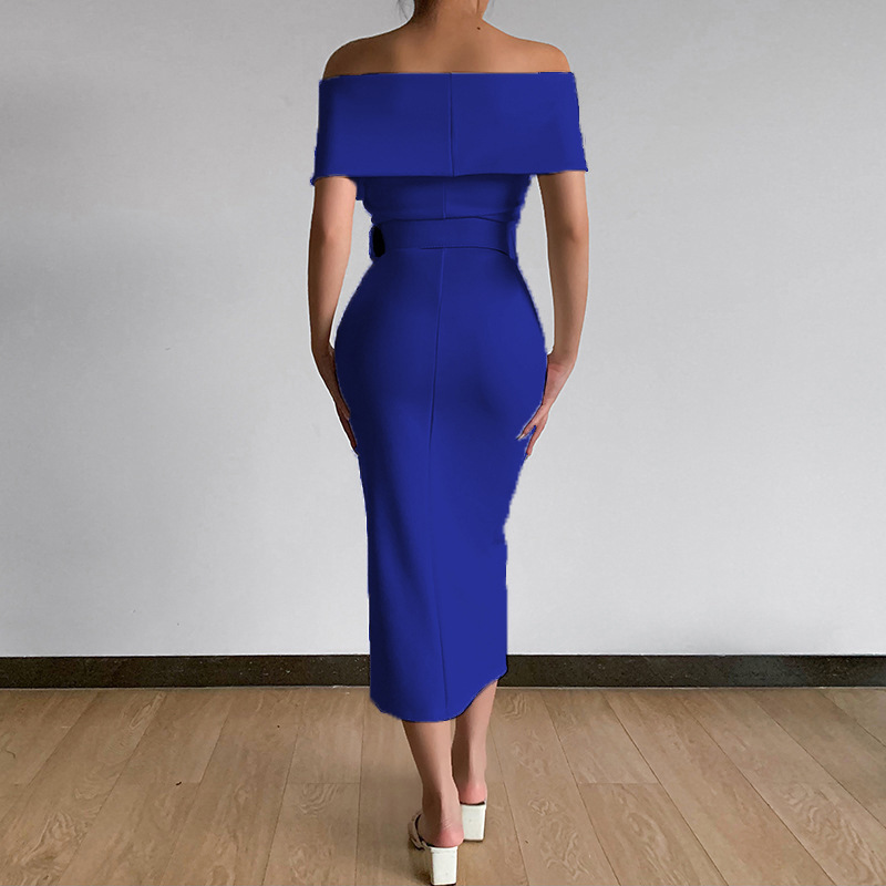 Women's Sheath Dress Sexy Boat Neck Printing Sleeveless Solid Color Midi Dress Holiday Daily display picture 27