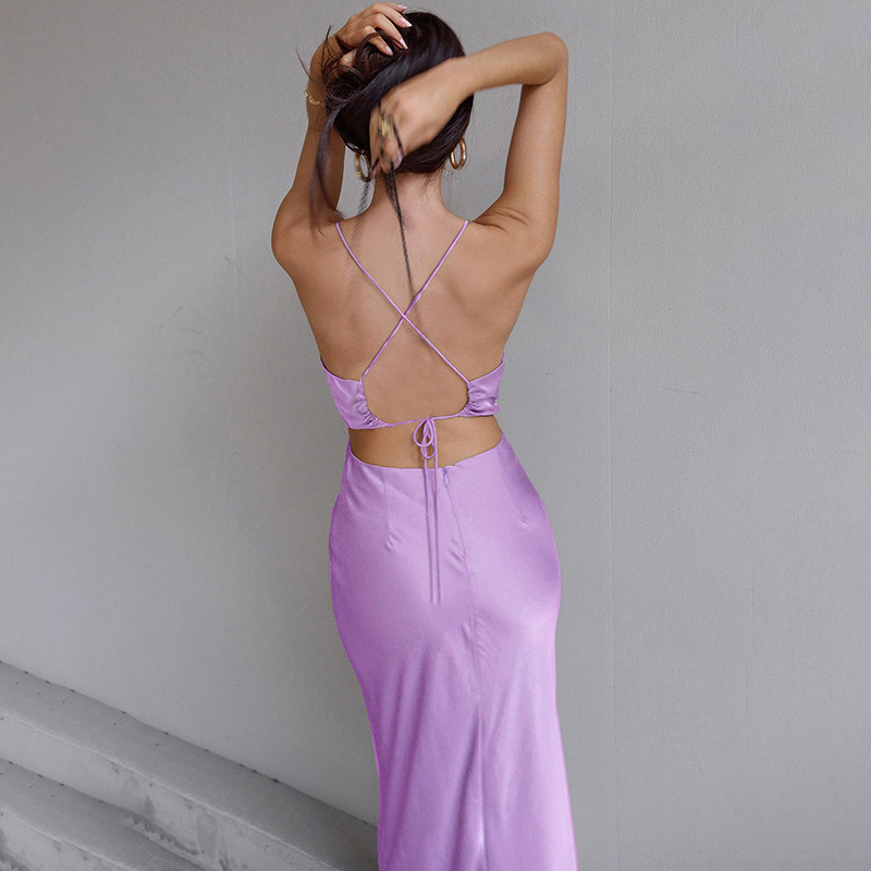 Women's Strap Dress Sexy Strap Sleeveless Solid Color Maxi Long Dress Holiday Daily display picture 31