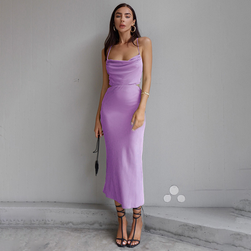 Women's Strap Dress Sexy Strap Sleeveless Solid Color Maxi Long Dress Holiday Daily display picture 32