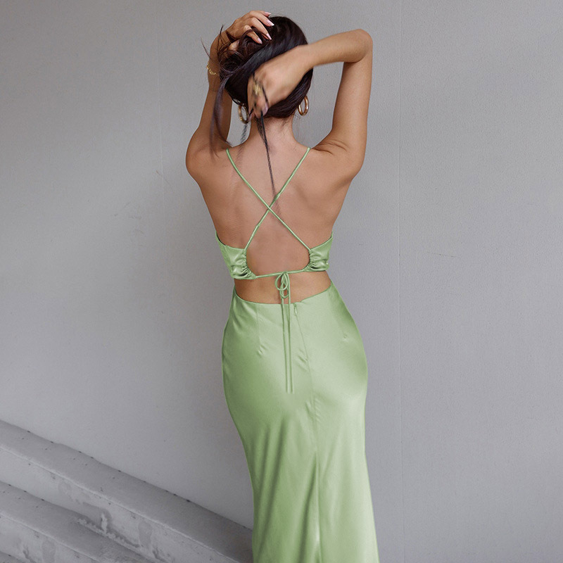 Women's Strap Dress Sexy Strap Sleeveless Solid Color Maxi Long Dress Holiday Daily display picture 34