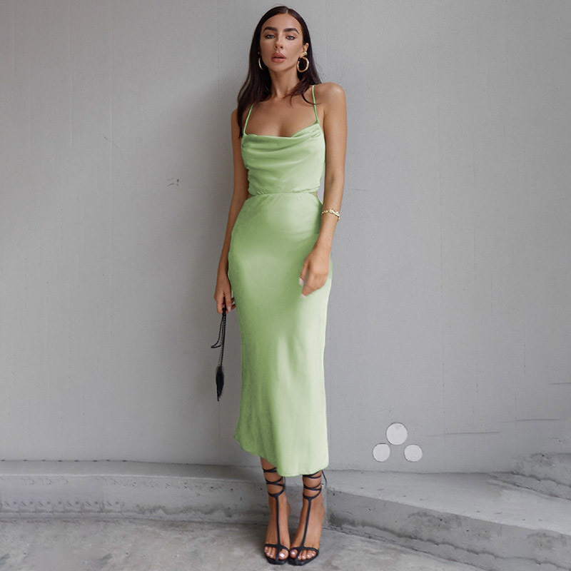 Women's Strap Dress Sexy Strap Sleeveless Solid Color Maxi Long Dress Holiday Daily display picture 36