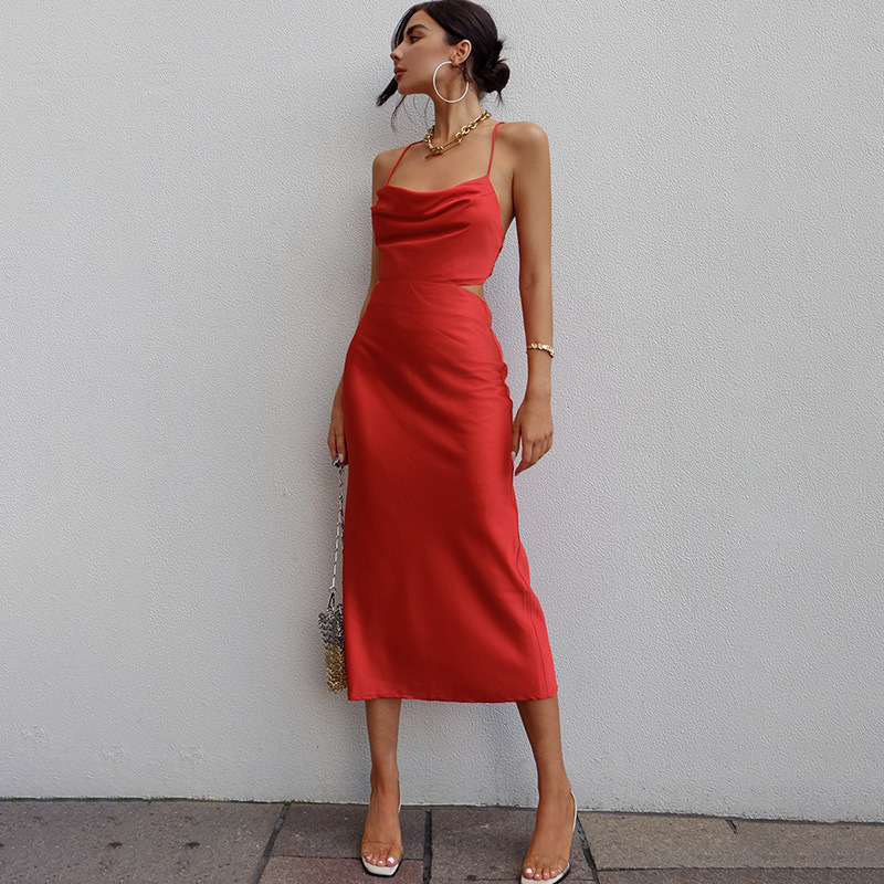 Women's Strap Dress Sexy Strap Sleeveless Solid Color Maxi Long Dress Holiday Daily display picture 38