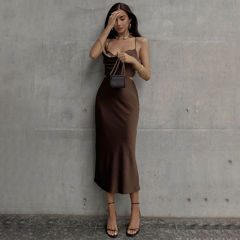 Women's Strap Dress Sexy Strap Sleeveless Solid Color Maxi Long Dress Holiday Daily display picture 40