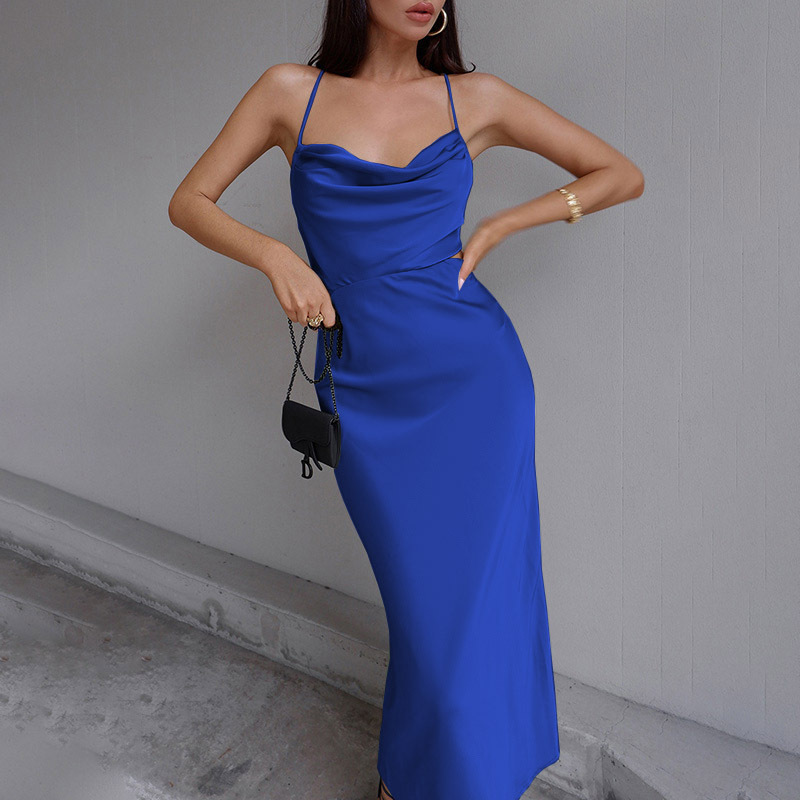 Women's Strap Dress Sexy Strap Sleeveless Solid Color Maxi Long Dress Holiday Daily display picture 48