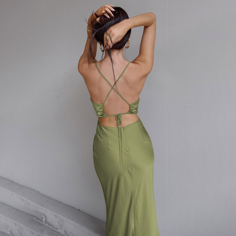 Women's Strap Dress Sexy Strap Sleeveless Solid Color Maxi Long Dress Holiday Daily display picture 51