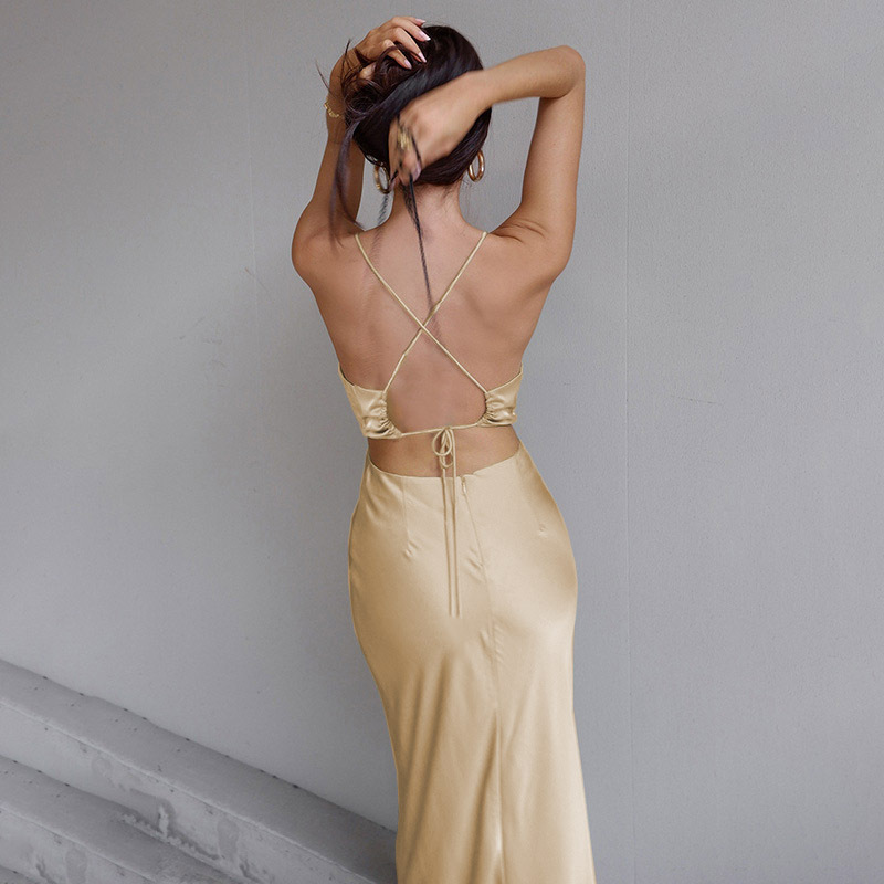 Women's Strap Dress Sexy Strap Sleeveless Solid Color Maxi Long Dress Holiday Daily display picture 53