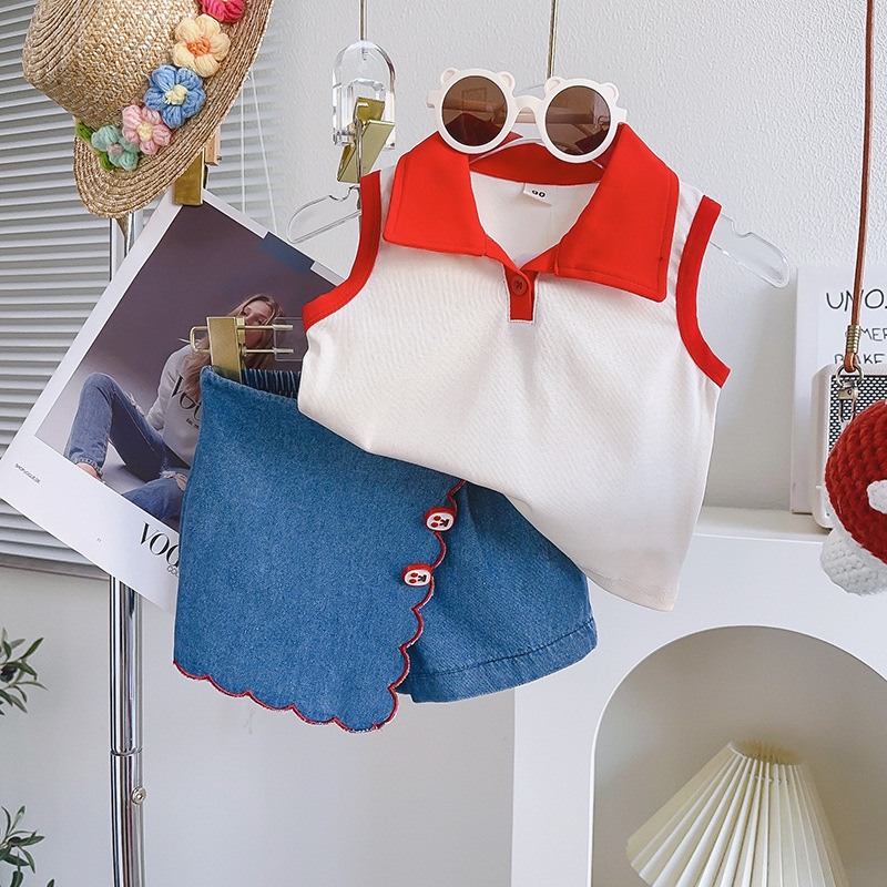 Strassenmode Farbblock Einfarbig Baumwolle Spandex Polyester Mädchen Kleidung Sets display picture 6