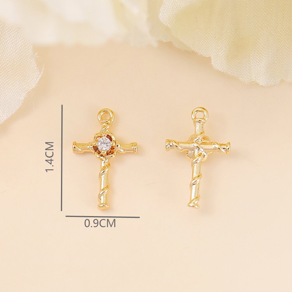 1 Piece 14 * 9mm Copper Zircon 18K Gold Plated White Gold Plated Cross Polished Pendant display picture 2