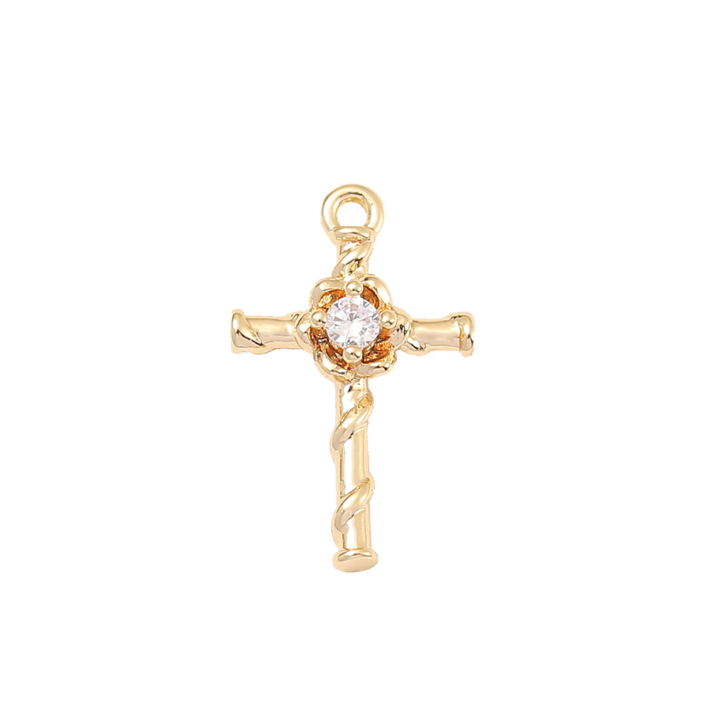 1 Piece 14 * 9mm Copper Zircon 18K Gold Plated White Gold Plated Cross Polished Pendant display picture 6
