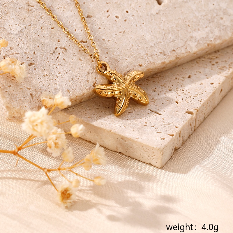 304 Stainless Steel Gold Plated Basic Modern Style Classic Style Plating Heart Shape Anchor Shell Pendant Necklace display picture 5