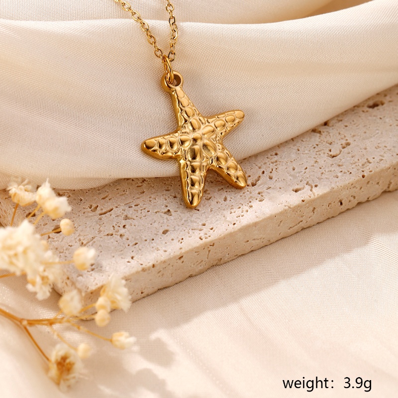 304 Stainless Steel Gold Plated Basic Modern Style Classic Style Plating Heart Shape Anchor Shell Pendant Necklace display picture 11