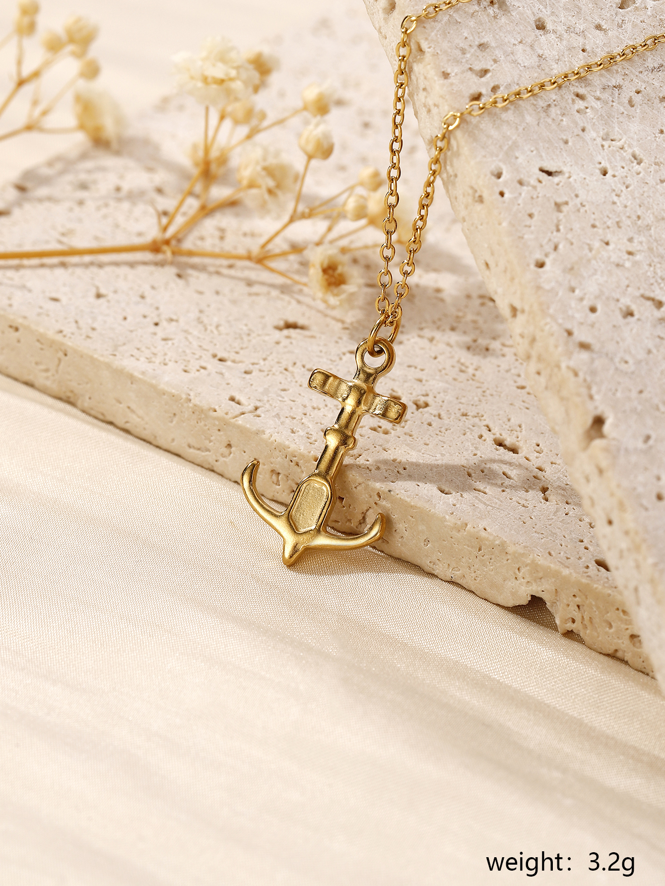 304 Stainless Steel Gold Plated Basic Modern Style Classic Style Plating Heart Shape Anchor Shell Pendant Necklace display picture 25