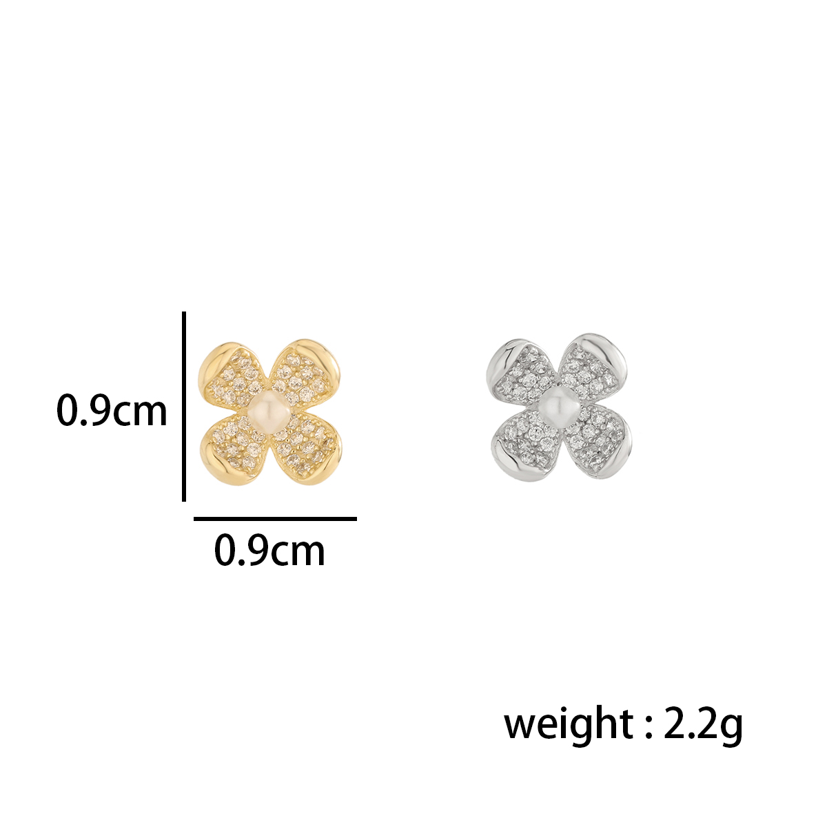 1 Pair Simple Style Classic Style Flower Plating Inlay Sterling Silver Artificial Pearls Zircon 14K Gold Plated Ear Studs display picture 7