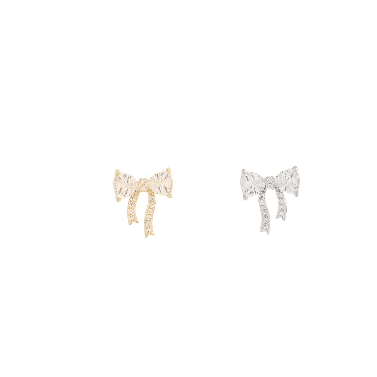 1 Pair Simple Style Classic Style Bow Knot Plating Inlay Sterling Silver Zircon 14K Gold Plated Ear Studs display picture 6