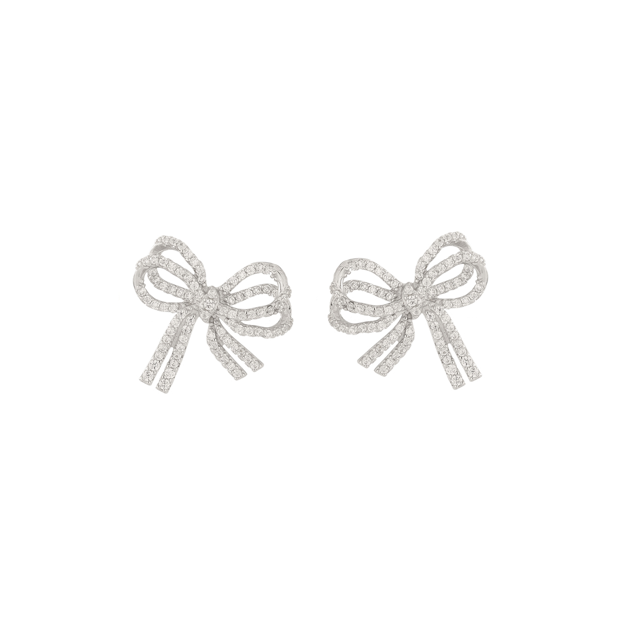 1 Pair Simple Style Classic Style Bow Knot Plating Inlay Sterling Silver Zircon 14K Gold Plated Ear Studs display picture 4