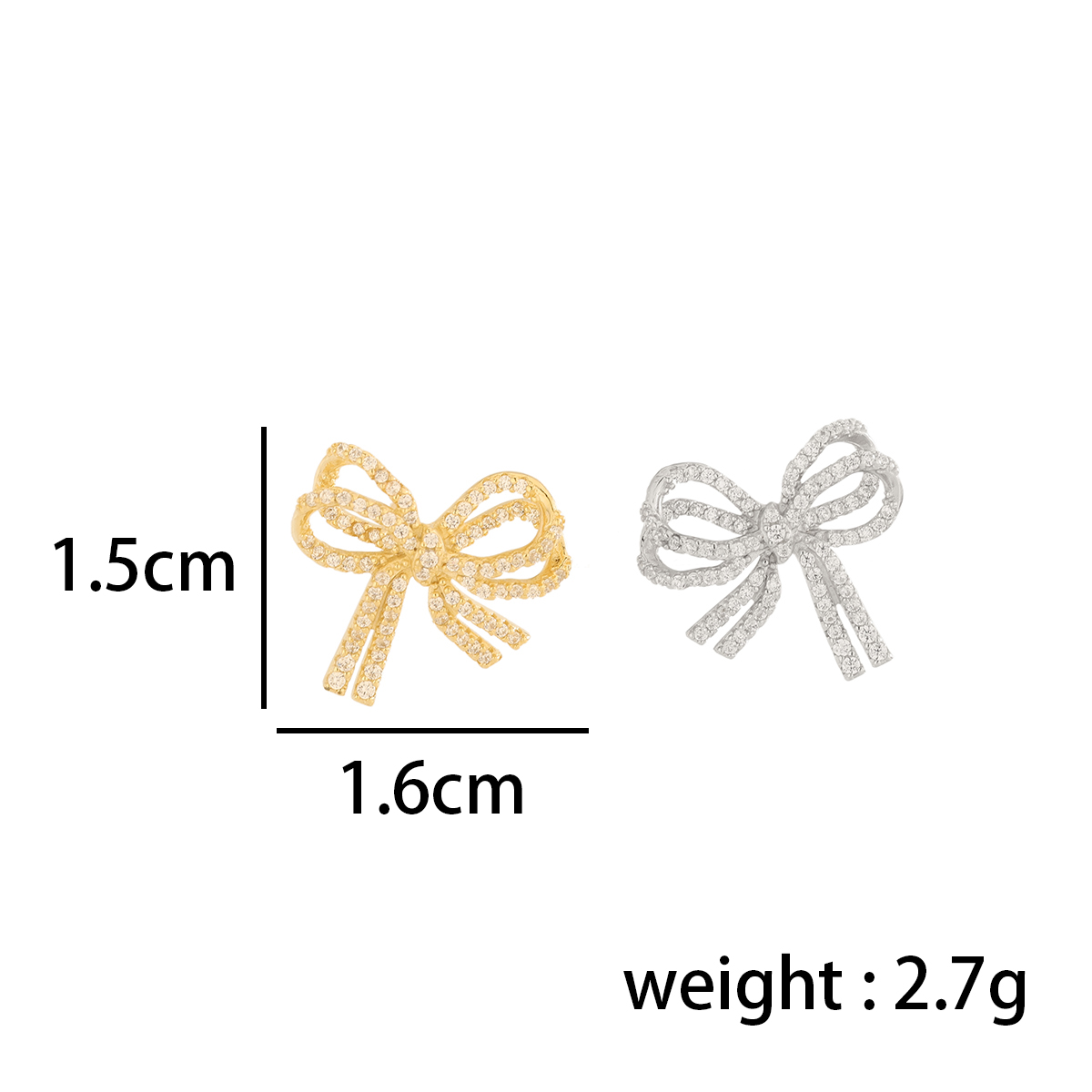 1 Pair Simple Style Classic Style Bow Knot Plating Inlay Sterling Silver Zircon 14K Gold Plated Ear Studs display picture 7