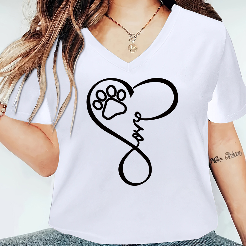 Women's T-shirt Short Sleeve T-Shirts Printing Simple Style Heart Shape display picture 5