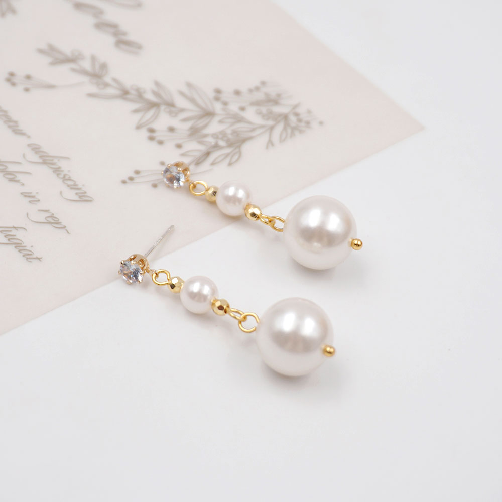 1 Pair Vintage Style Simple Style Classic Style Round Handmade Inlay 304 Stainless Steel Imitation Pearl Copper Zircon Gold Plated Drop Earrings display picture 8