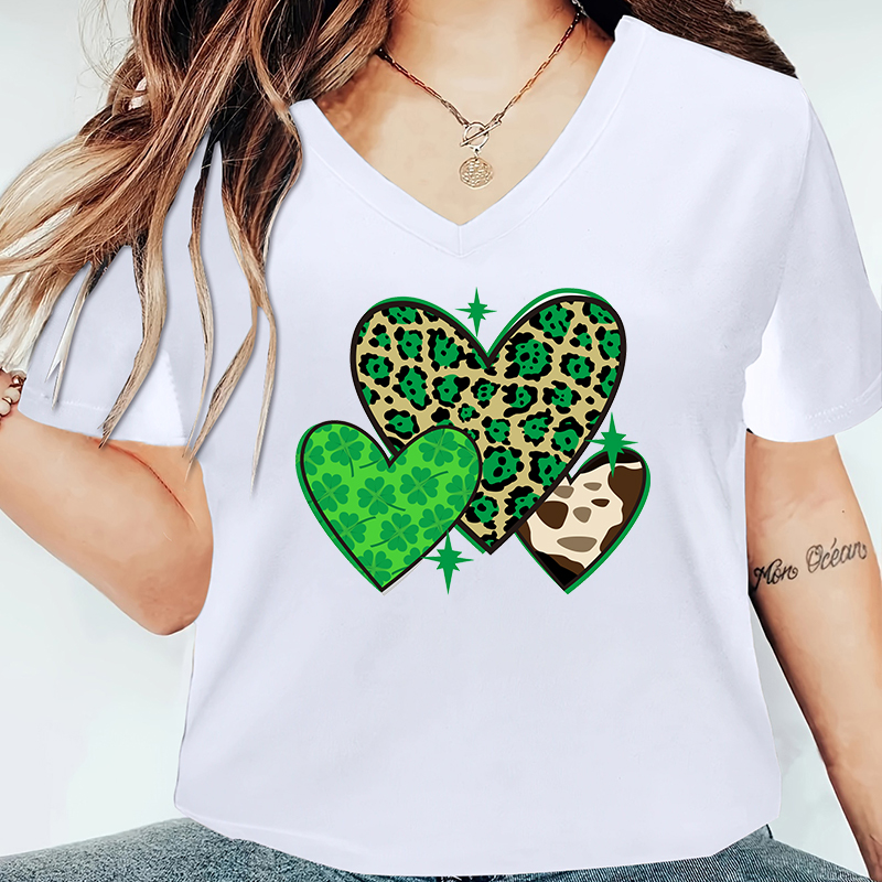 Women's T-shirt Short Sleeve T-Shirts Printing Simple Style Shamrock display picture 9