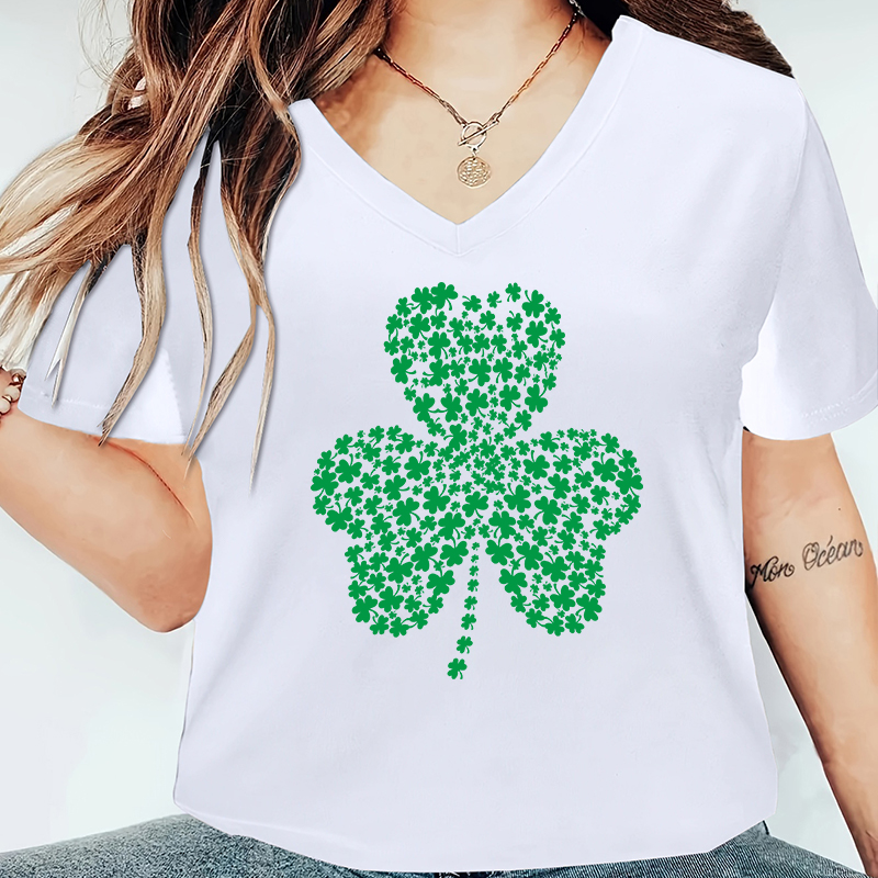 Women's T-shirt Short Sleeve T-Shirts Printing Simple Style Shamrock display picture 8