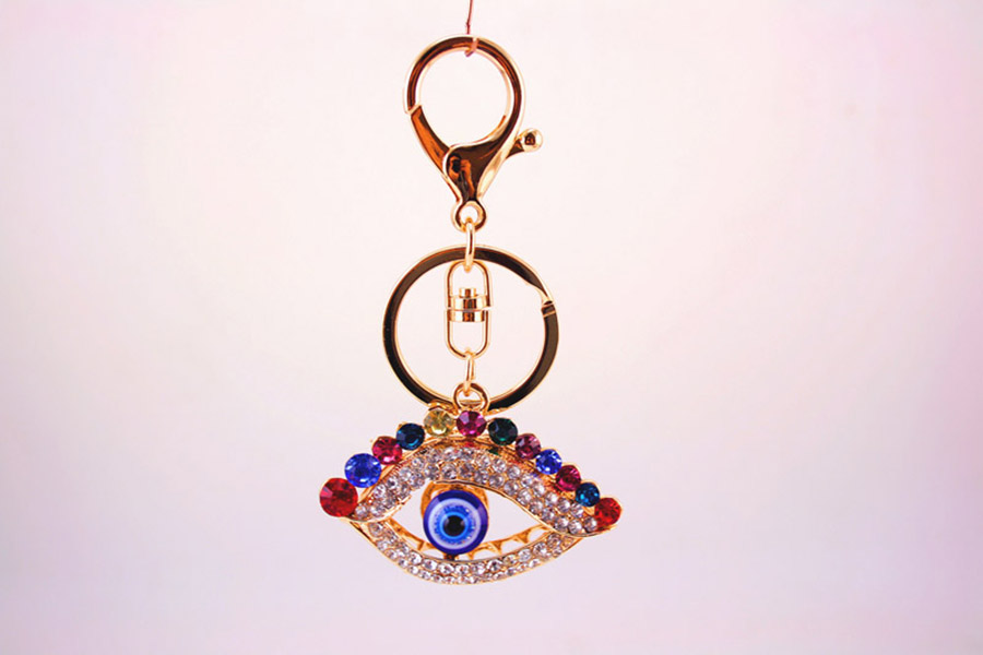 Vintage Style Devil's Eye Zinc Alloy Plating Inlay Rhinestones Women's Bag Pendant Keychain display picture 4