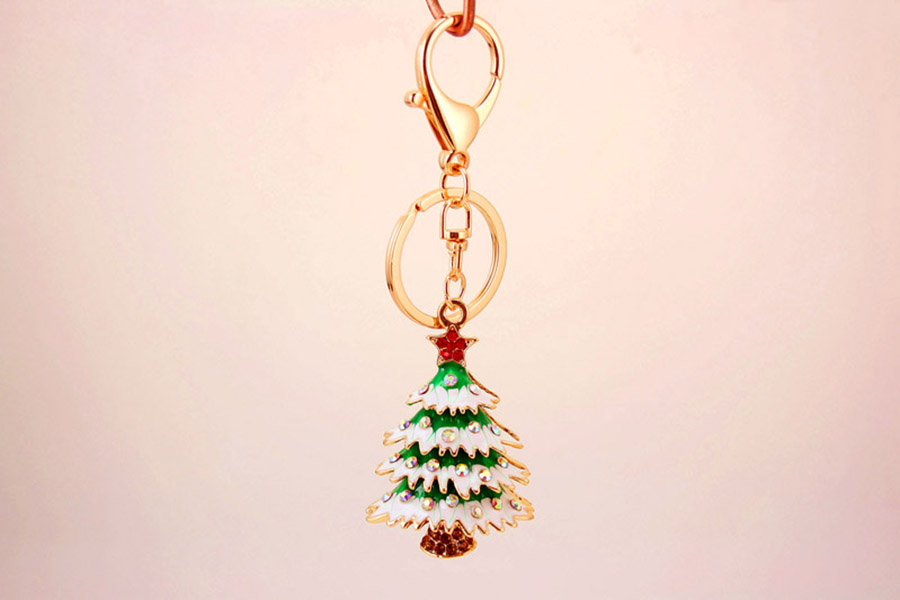 Christmas Christmas Tree Zinc Alloy Plating Inlay Rhinestones Women's Bag Pendant Keychain display picture 3