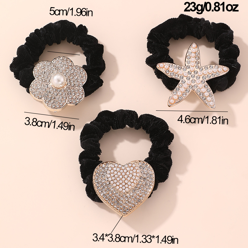 Frau IG-Stil Dame Koreanische Art Stern Blume Schmetterling Tuch Inlay Künstliche Perlen Strasssteine Haargummi display picture 6