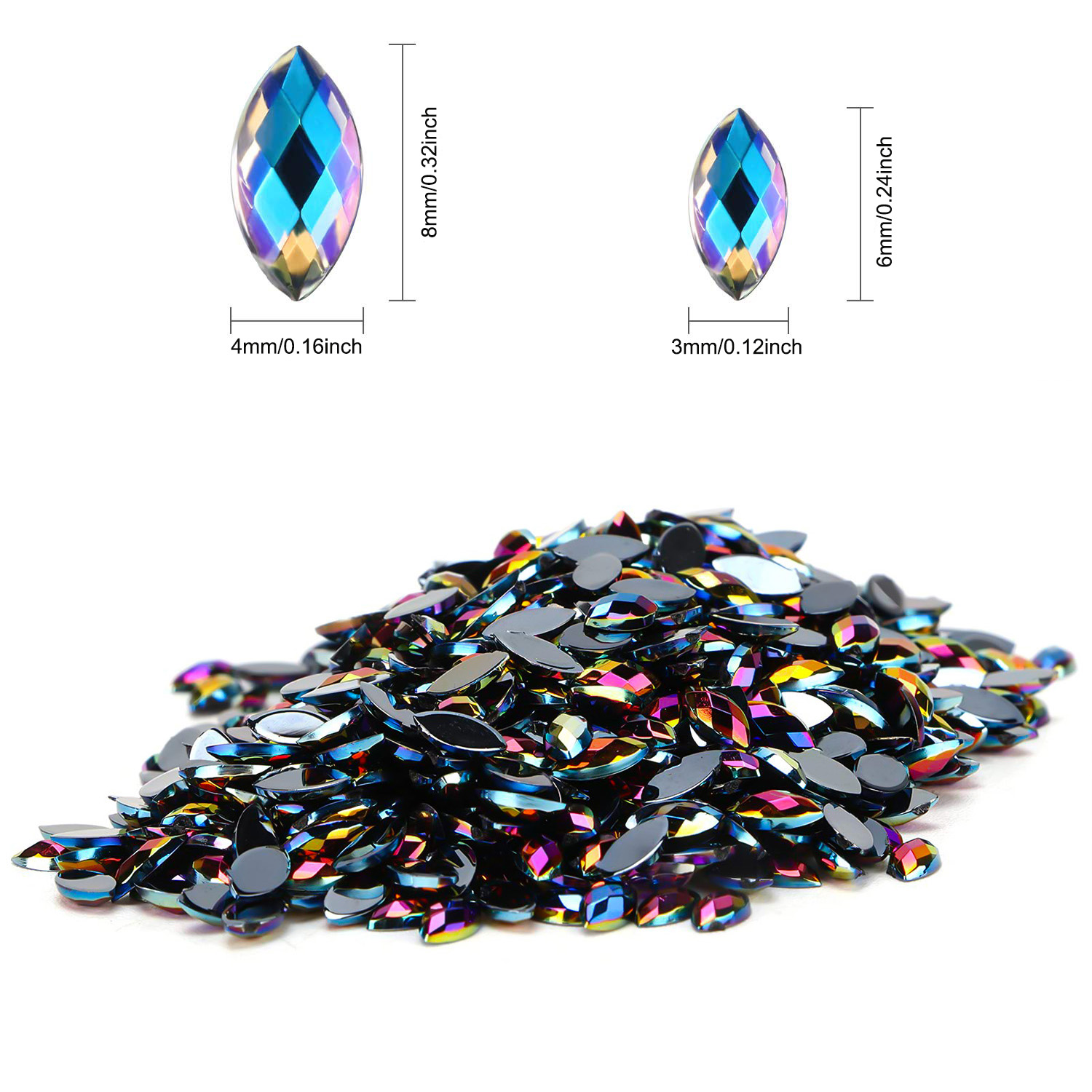 1000 Pieces Per Pack 2000 Pieces Per Pack 500 Pieces Per Pack 3*6mm 4*8mm Arylic Rhinestone Geometric DIY Ornament Accessories display picture 3