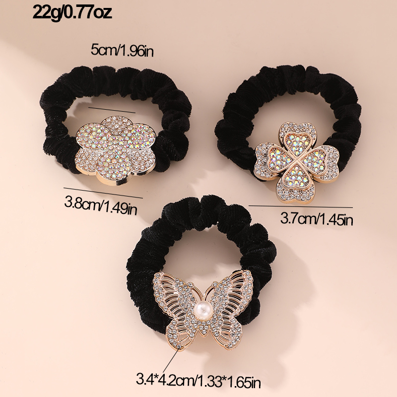Women's IG Style Lady Korean Style Star Flower Butterfly Cloth Inlay Artificial Pearls Rhinestones Hair Tie display picture 8