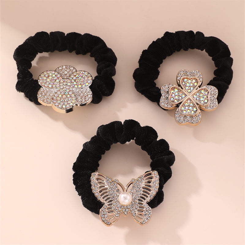Women's IG Style Lady Korean Style Star Flower Butterfly Cloth Inlay Artificial Pearls Rhinestones Hair Tie display picture 10